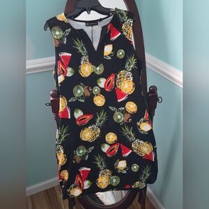 New York & Company Black Fruity/Floral Dress